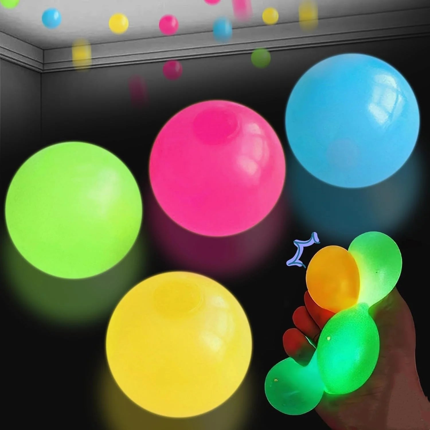 Glow‑in‑the‑Dark Sticky Ceiling Balls