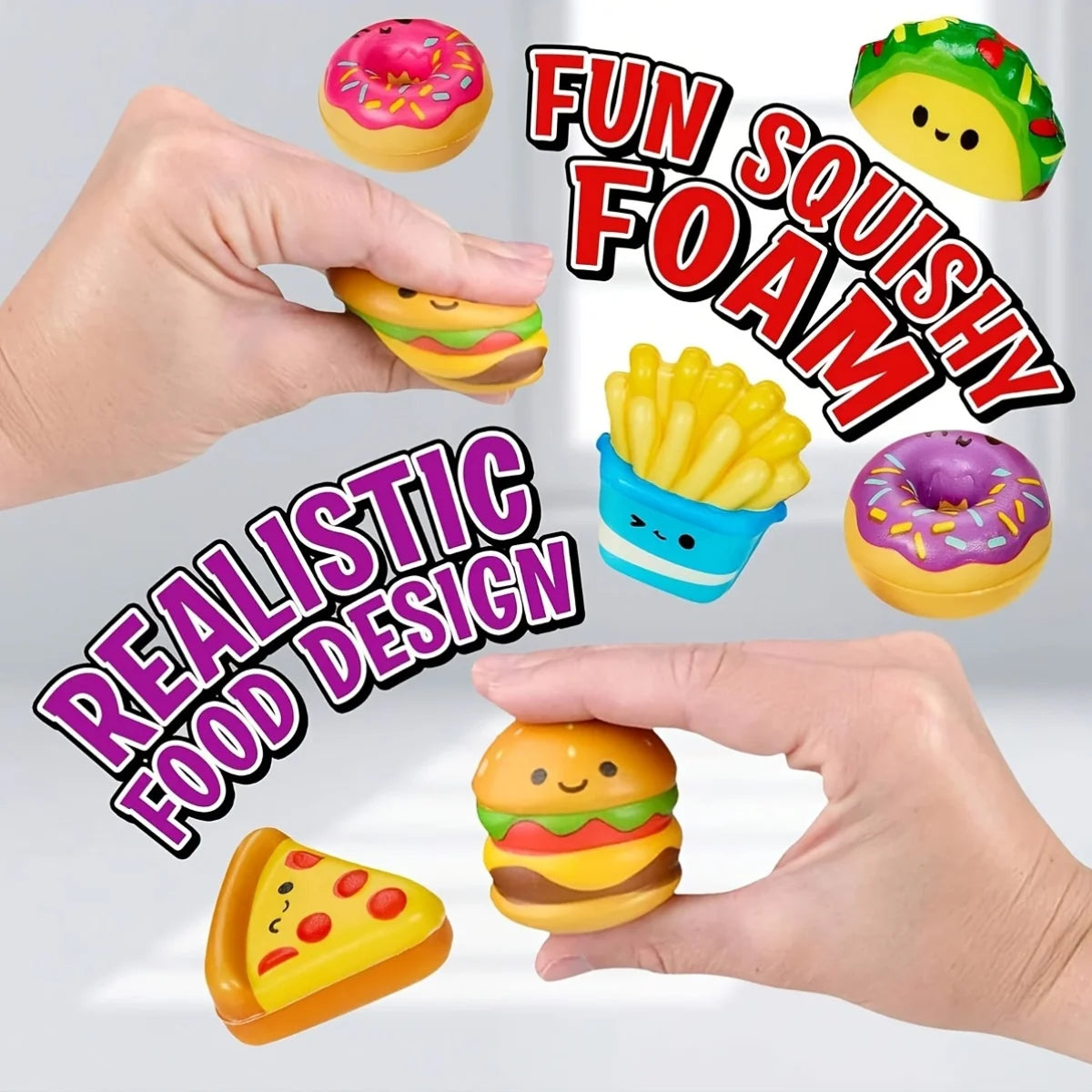 Mini Squishy Toy Pack – 12pcs Slow-Rising Food & Fries Squishies