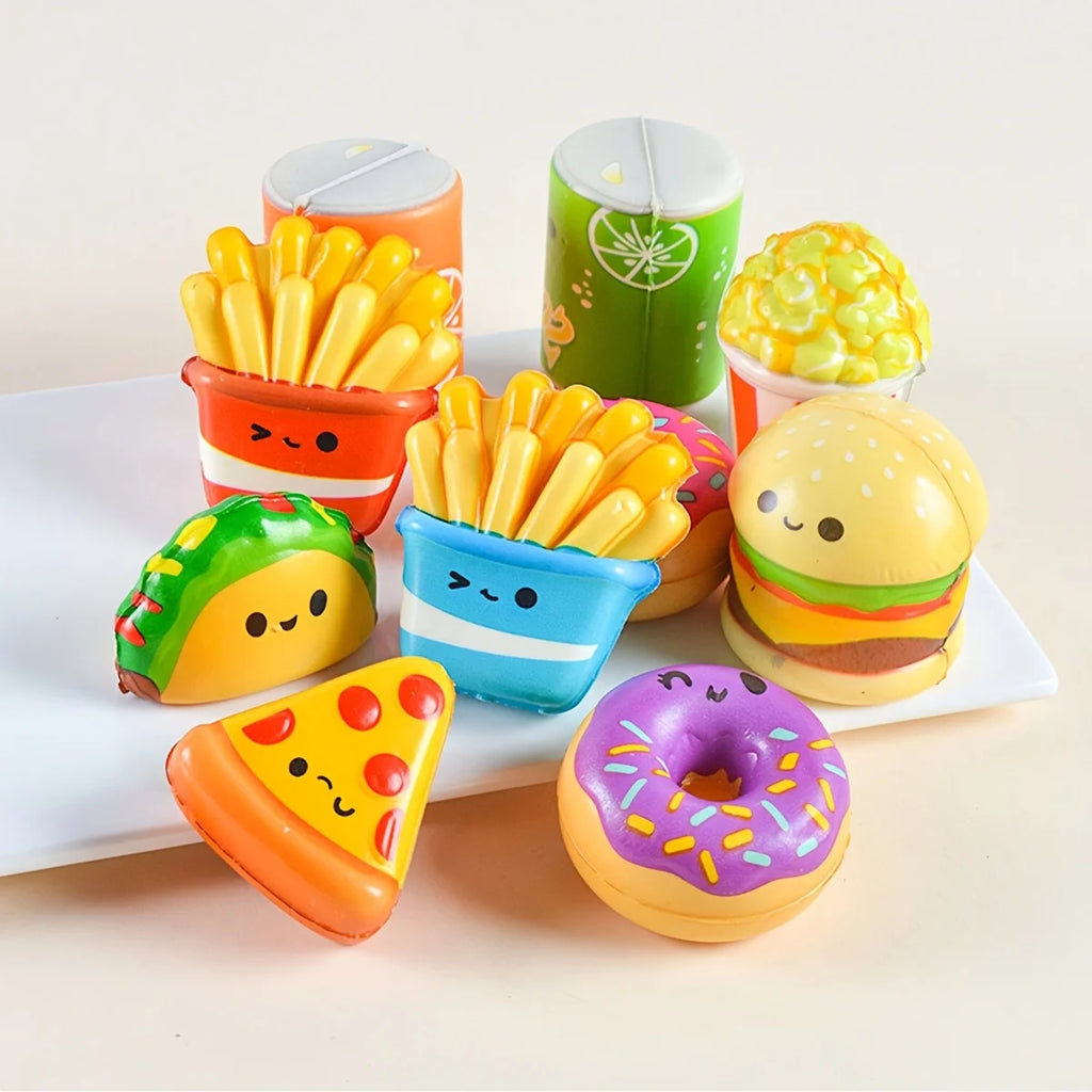 Mini Squishy Toy Pack – 12pcs Slow-Rising Food & Fries Squishies