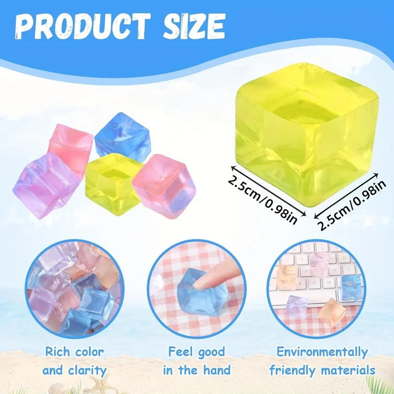 Mini Ice Cube Squishy 15-Pack – Stress Relief Toy Set