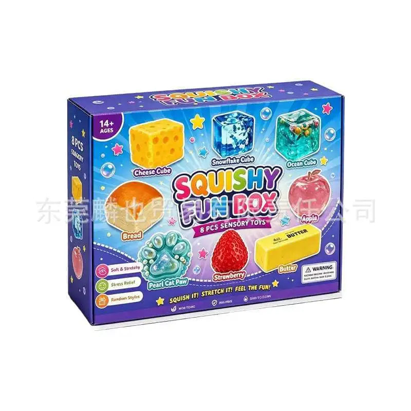 Squishy Fun Box – 8pcs Soft Stretchy Maltose Squeeze Toy Set