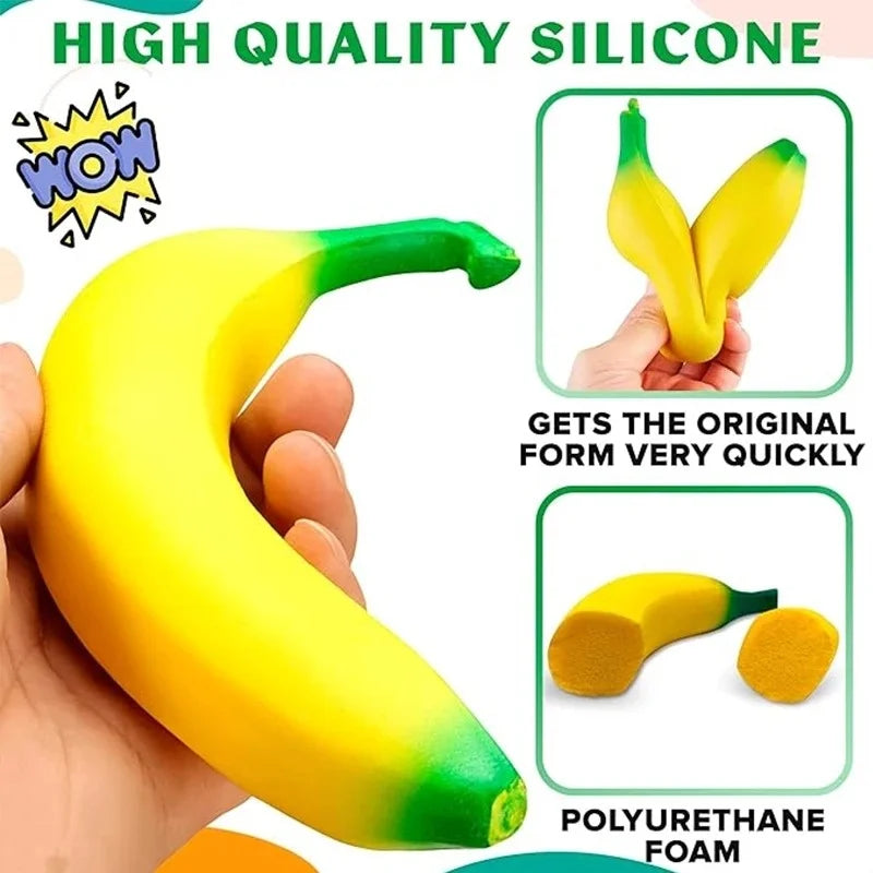 Banana Squishy – Realistic PU Foam Fruit Squeeze Toy