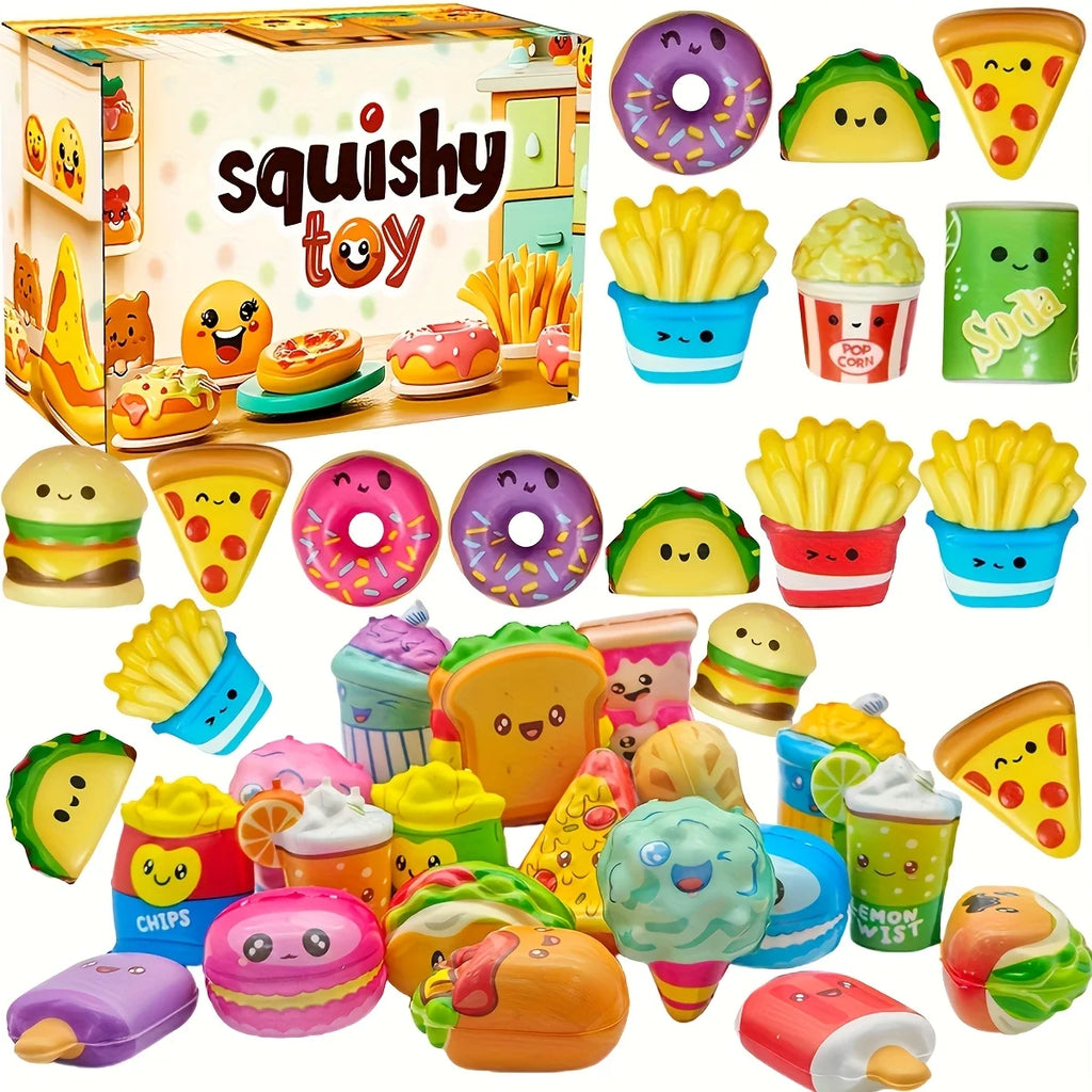 Mini Squishy Toy Pack – 12pcs Slow-Rising Food & Fries Squishies