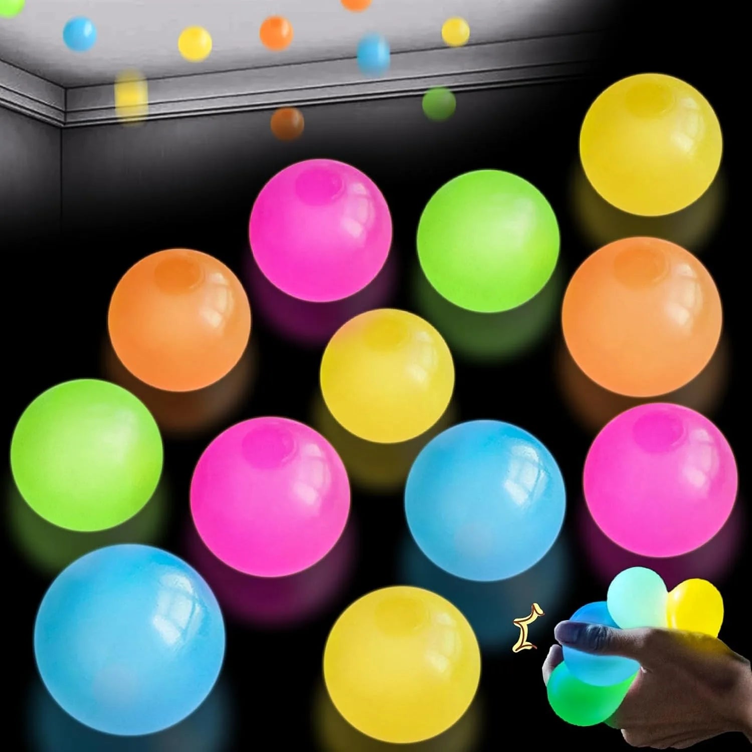 Glow‑in‑the‑Dark Sticky Ceiling Balls