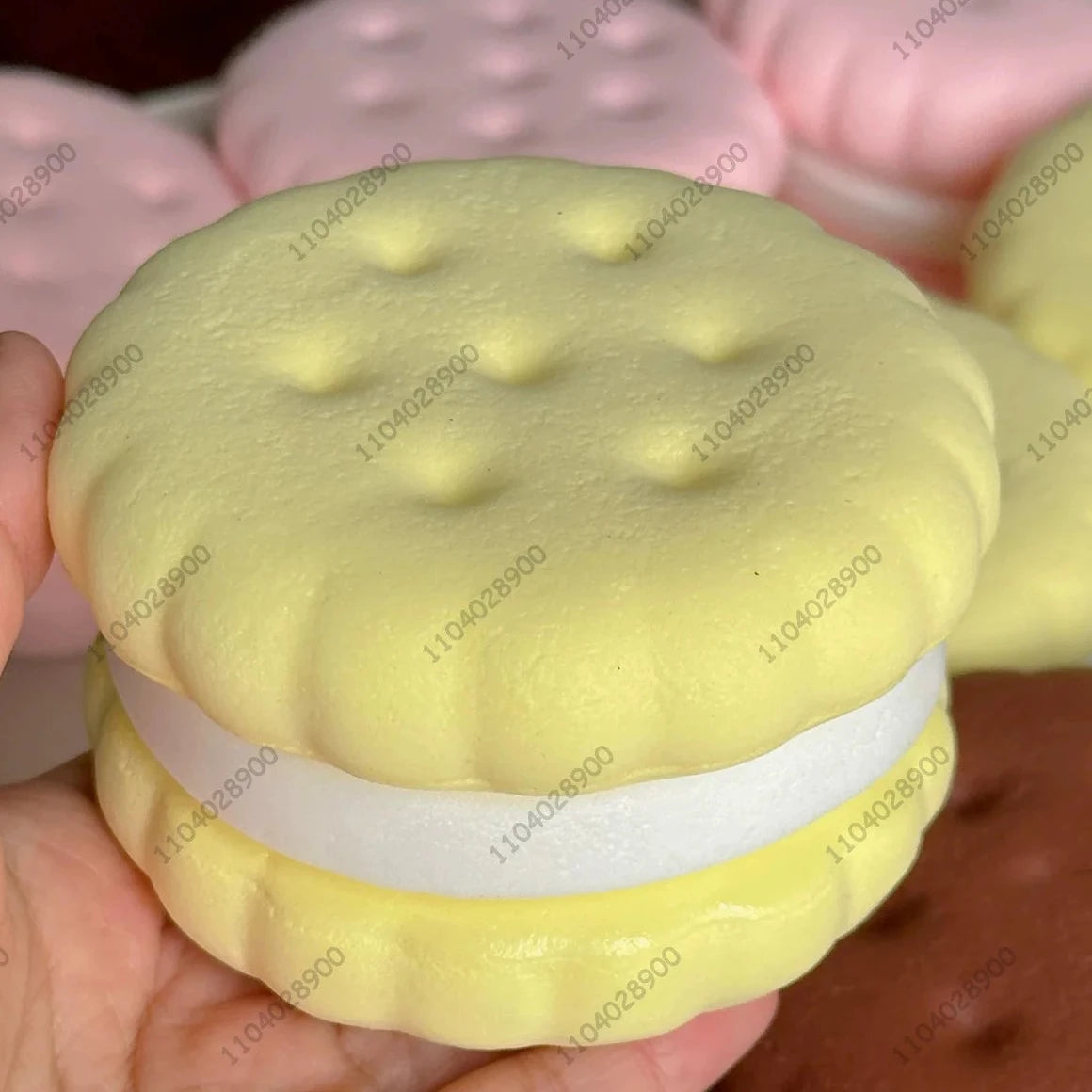 Slow-rising TPE foam squishy shaped like a fluffy slice of vanilla mousse cake